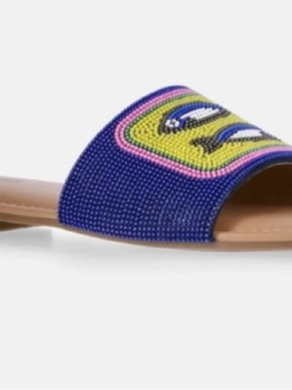 NOBO Blue Beaded Slide Sandal with Multicolor Embellishment